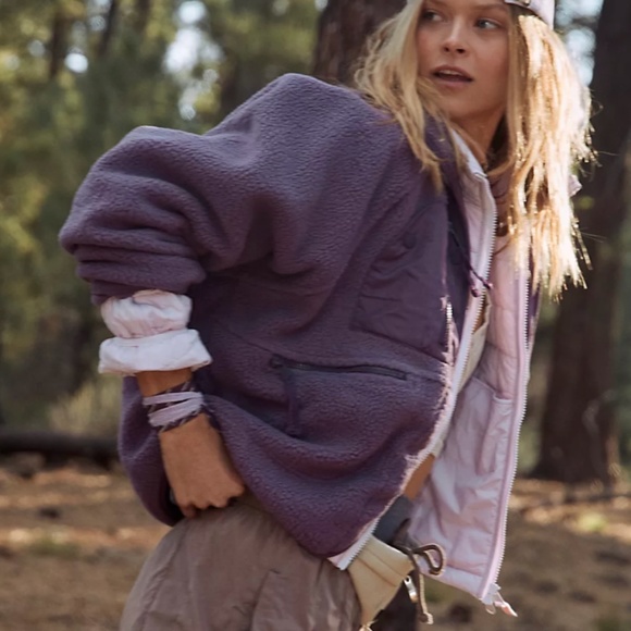 Free People Movement Hit the Slopes Fleece Jacket Blackberry - Picture 3 of 8